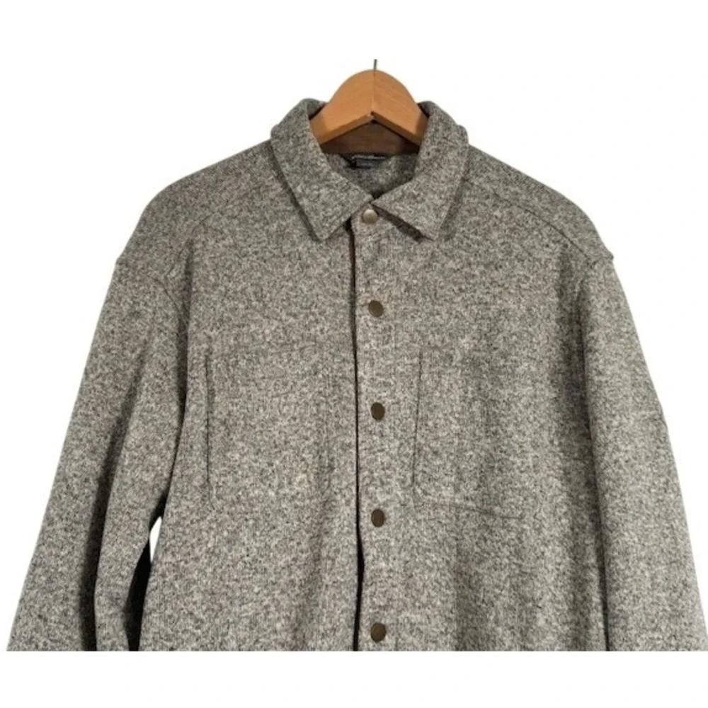 Eddie Bauer Sherpa Lined‎ Fleece Shirt Jacket Mens Gray Button Up - Large